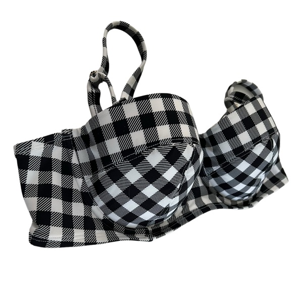 NWT Adore Me Vivien Contour black white gingham bikini 38D top & large bottom - Picture 10 of 16